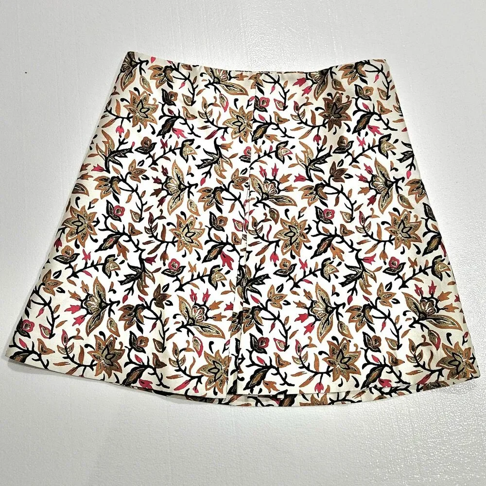 TORY BURCH silk Florar Prink Skirt With Side Zipper Size 8